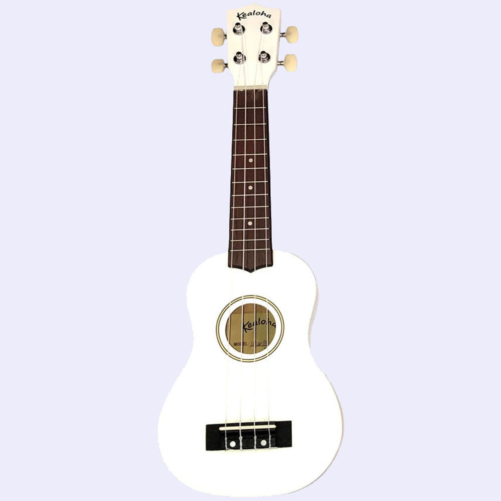 Kealoha Wooden Coloured Series Soprano Ukulele with Bag in White Finish