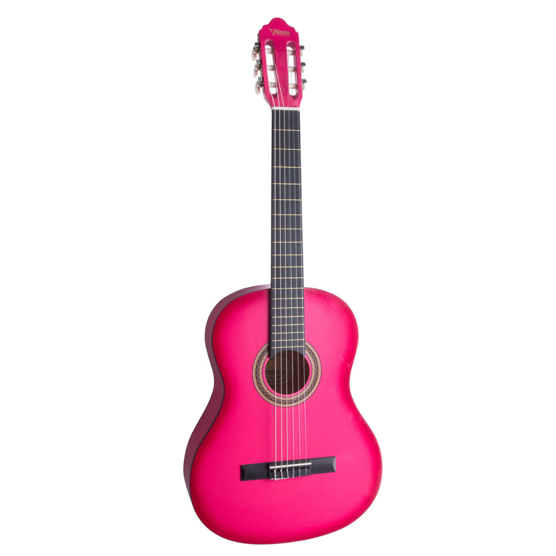 Valencia 100 Series VC104PKS Right-Handed 4/4-Sized Nylon Classical Guitar in Pink Burst