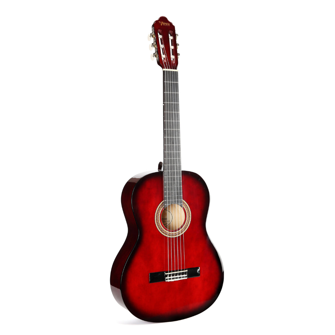 Valencia 100 Series VC104RDS Right-Handed 4/4-Sized Nylon Classical Guitar in Red Burst