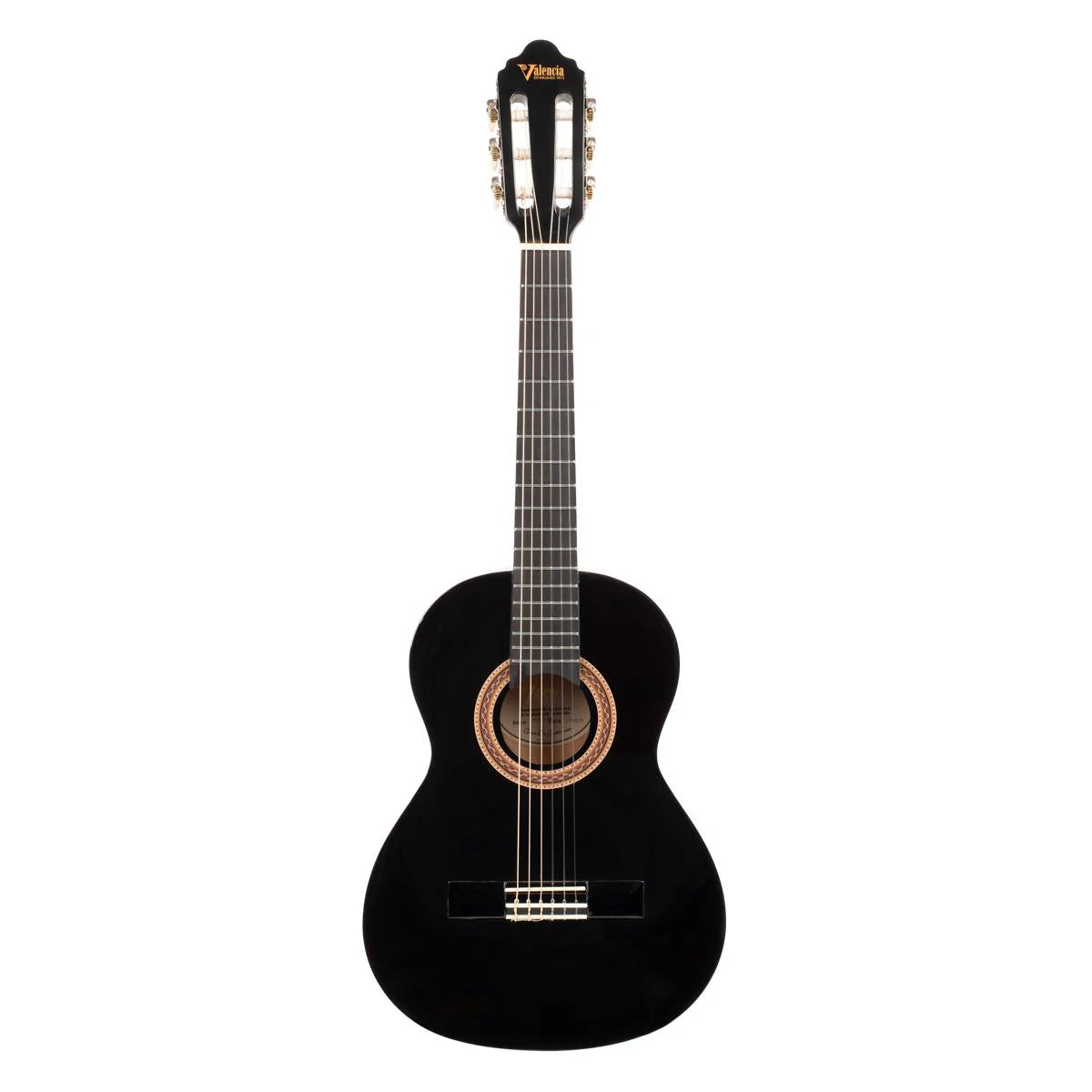 Valencia 100 Series VC102BK 1/2-Sized Right-Handed Nylon Classical Guitar in Black
