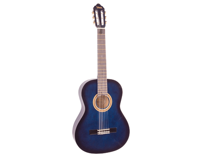 Valencia 100 Series VC102BUS 1/2-Sized Right-Handed Nylon Classical Guitar in Blue Burst