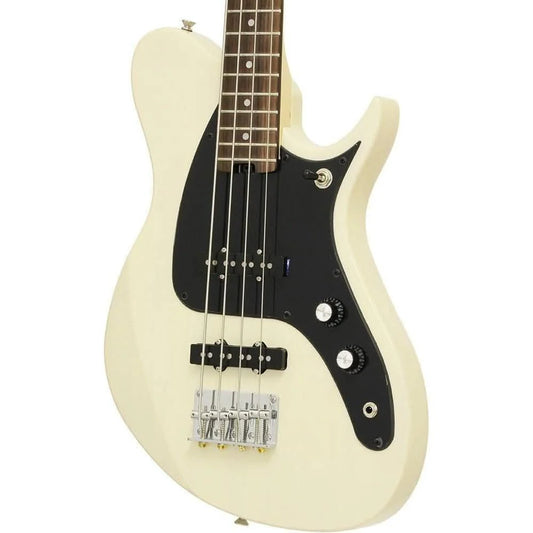 Aria J Series J-B Electric Bass Guitar in See-Thru Vintage White