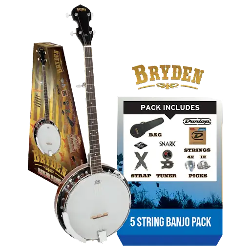 Bryden SBJ1PK 5-String Banjo Pack in Tobacco Sunburst