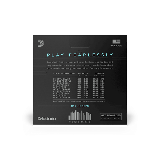 D'Addario NYXL E9 Pedal Steel Guitar Strings - Regular Light 11-38 (10 Strings)