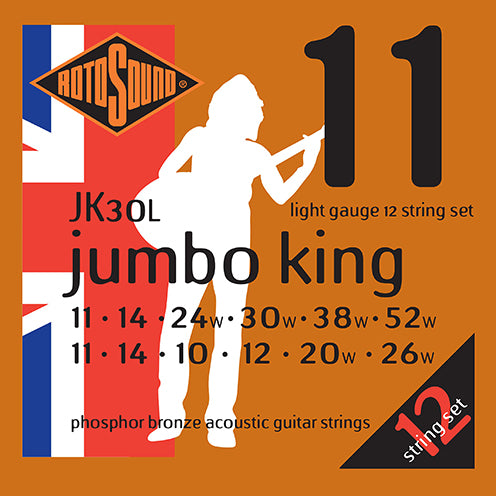 Rotosound Jumbo King Phosphor Bronze Acoustic 12 String Set RJK30L Light (11-52/11-26)