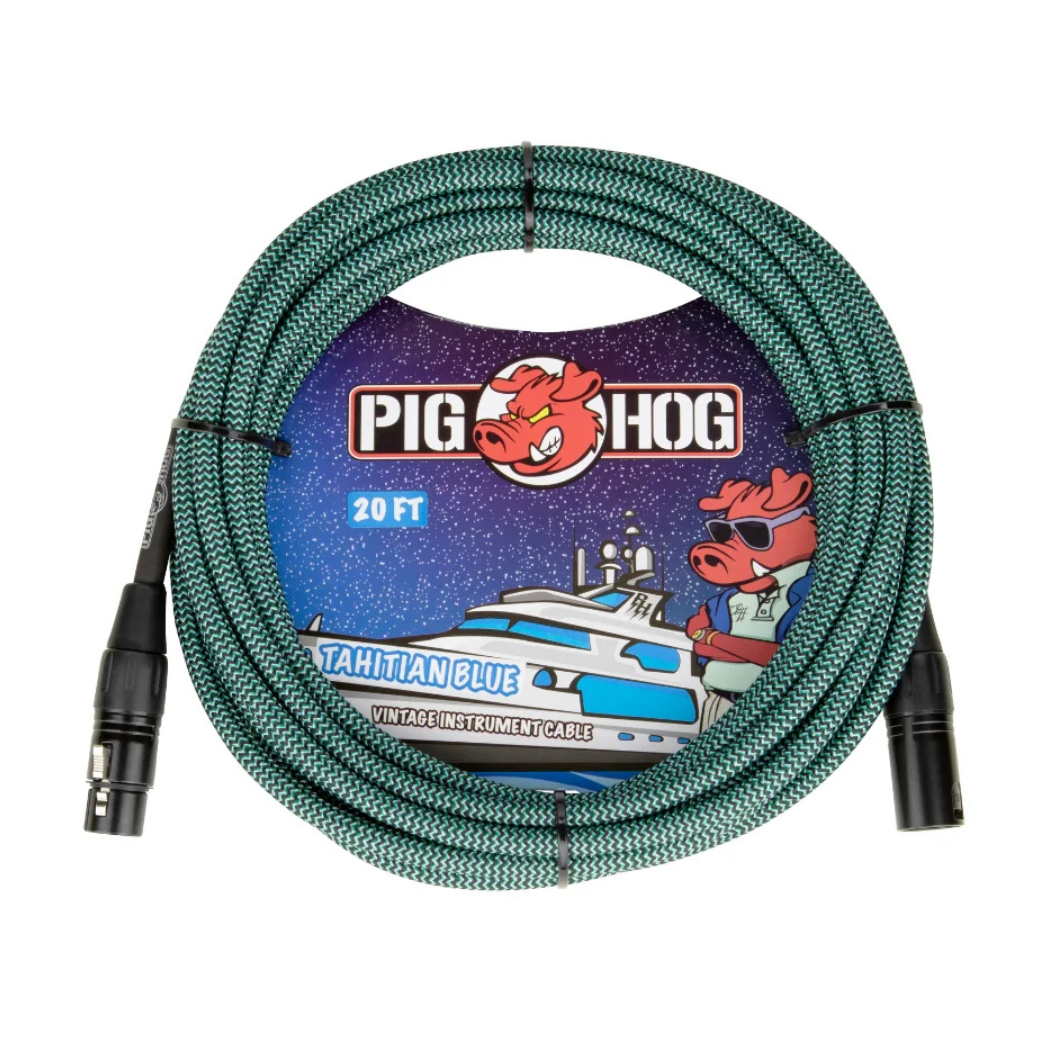 Pig Hog PHM20TAB Tahitian Blue Woven Mic Cable, 20ft XLR