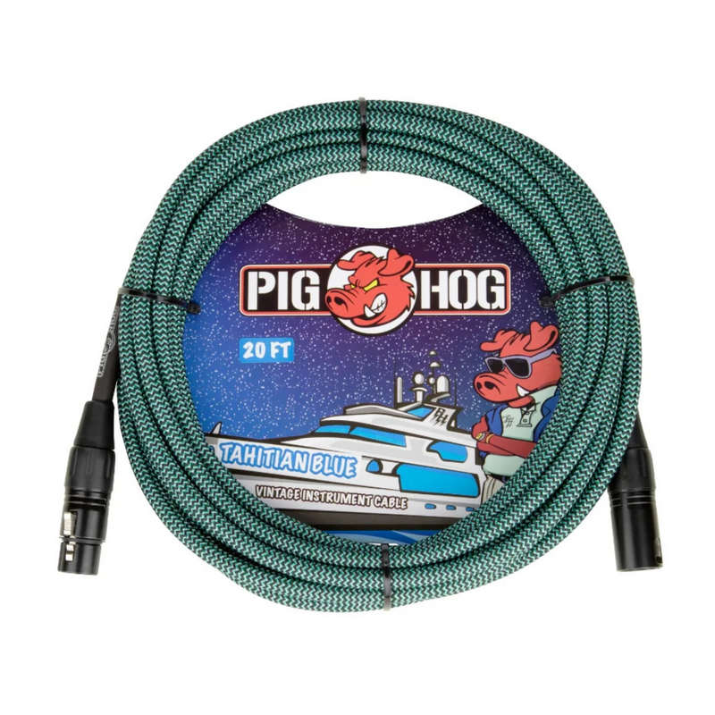 Pig Hog PHM20TAB Tahitian Blue Woven Mic Cable, 20ft XLR
