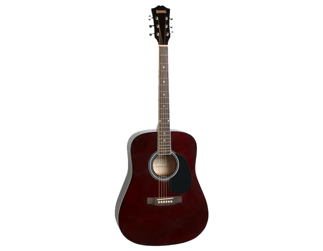 Redding RED50PKTWR Full-Sized Right-Handed Steel String Acoustic Guitar Pack in Transparent Red Wine