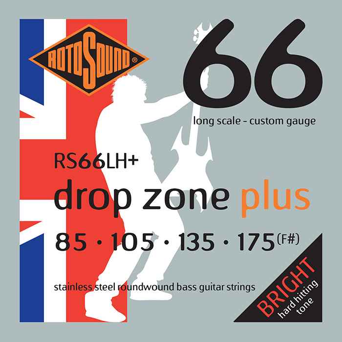 Rotosound Drop Zone Stainless Steel Bass Strings RS66LH+ Long Scale Custom Gauge (85-175 F#)