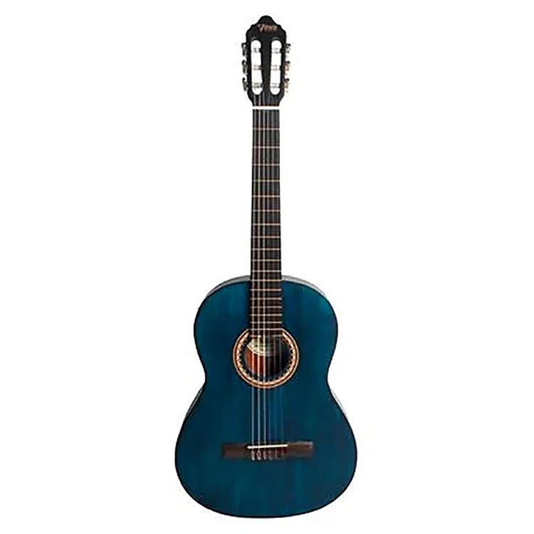 Valencia 200 Series VC203TBU 3/4-Sized Right-Handed Classical Nylon Guitar in Transparent Blue