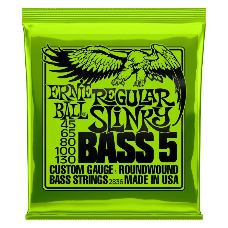 Ernie Ball P02836 Regular Slinky Bass 5 Nickel Wound Electric Bass Strings (45-130)