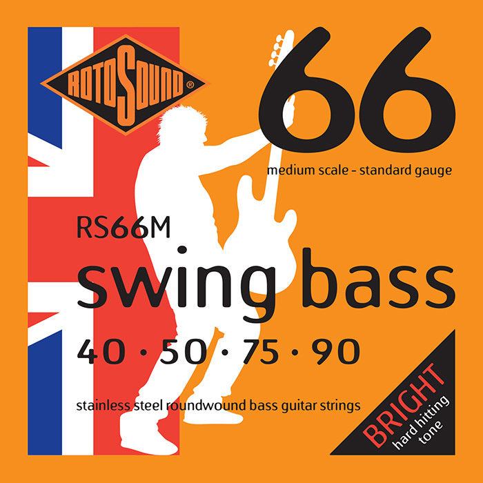 Rotosound Swing Bass 66 Stainless Steel Roundwound Strings RS66M Medium Scale (40-90)