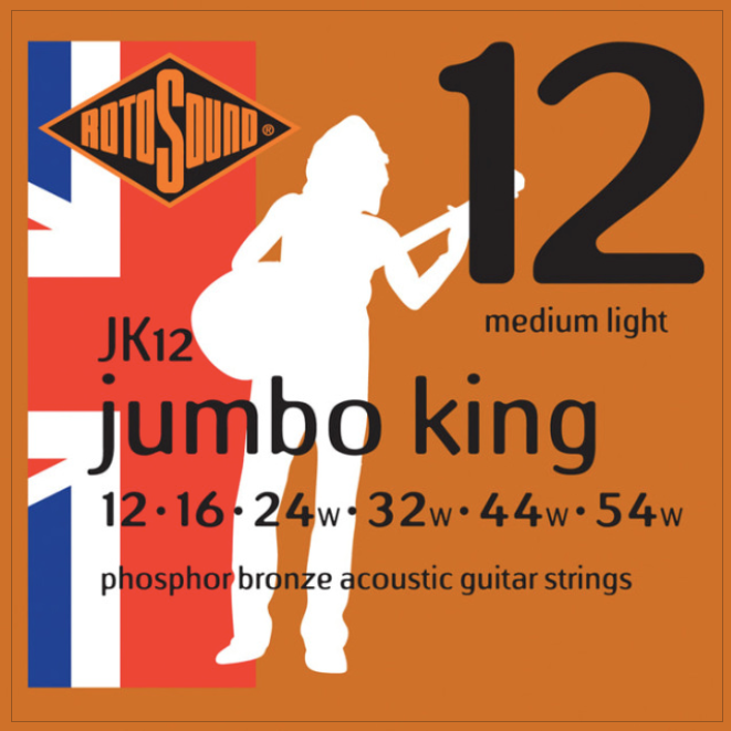 Rotosound Jumbo King Phosphor Bronze Acoustic Strings JK12 Medium Light (12-54)