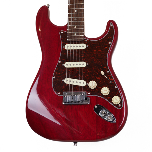 Hall of Fame: 2008 Fender American Deluxe Stratocaster Electric Guitar in Transparent Red