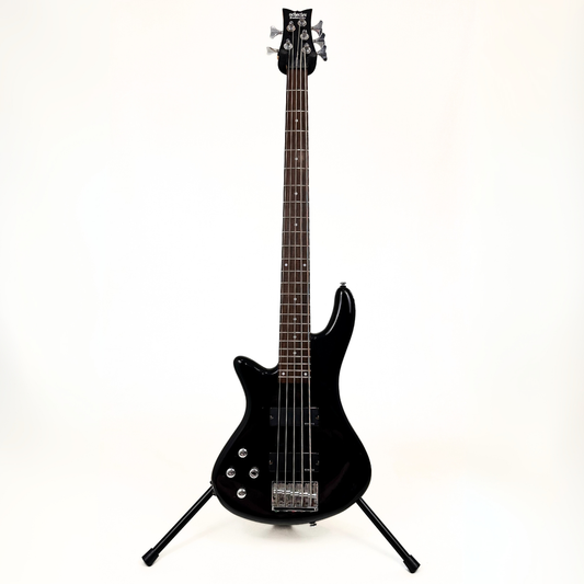 Hall of Fame: Schecter Deluxe 5 Diamond Series Left-Handed Bass Guitar in Satin Black