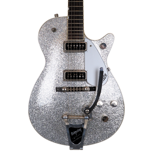 Hall of Fame: 1999 Gretsch G6129 Sparkle Jet MIJ Electric Guitar in Silver Sparkle