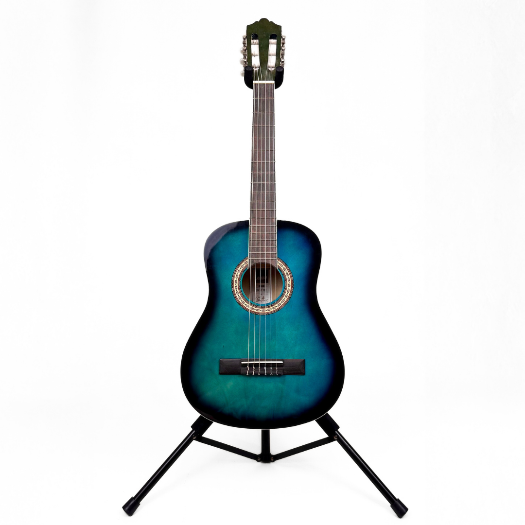Hall of Fame: Ashton CG12TRB 1/2-Sized Classical Guitar in Transparent Blue Burst