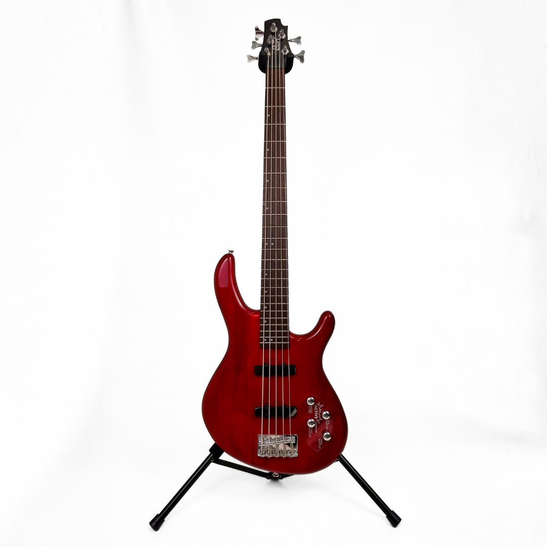 Hall of Fame: Cort Action V Plus 5-String Bass Guitar In Transparent Red
