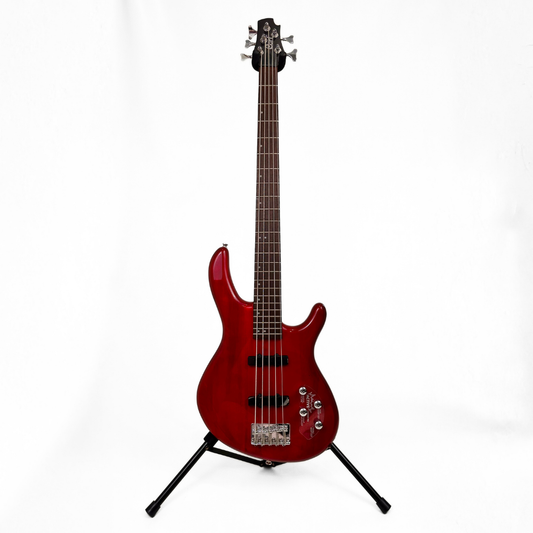 Hall of Fame: Cort Action V Plus 5-String Bass Guitar In Transparent Red