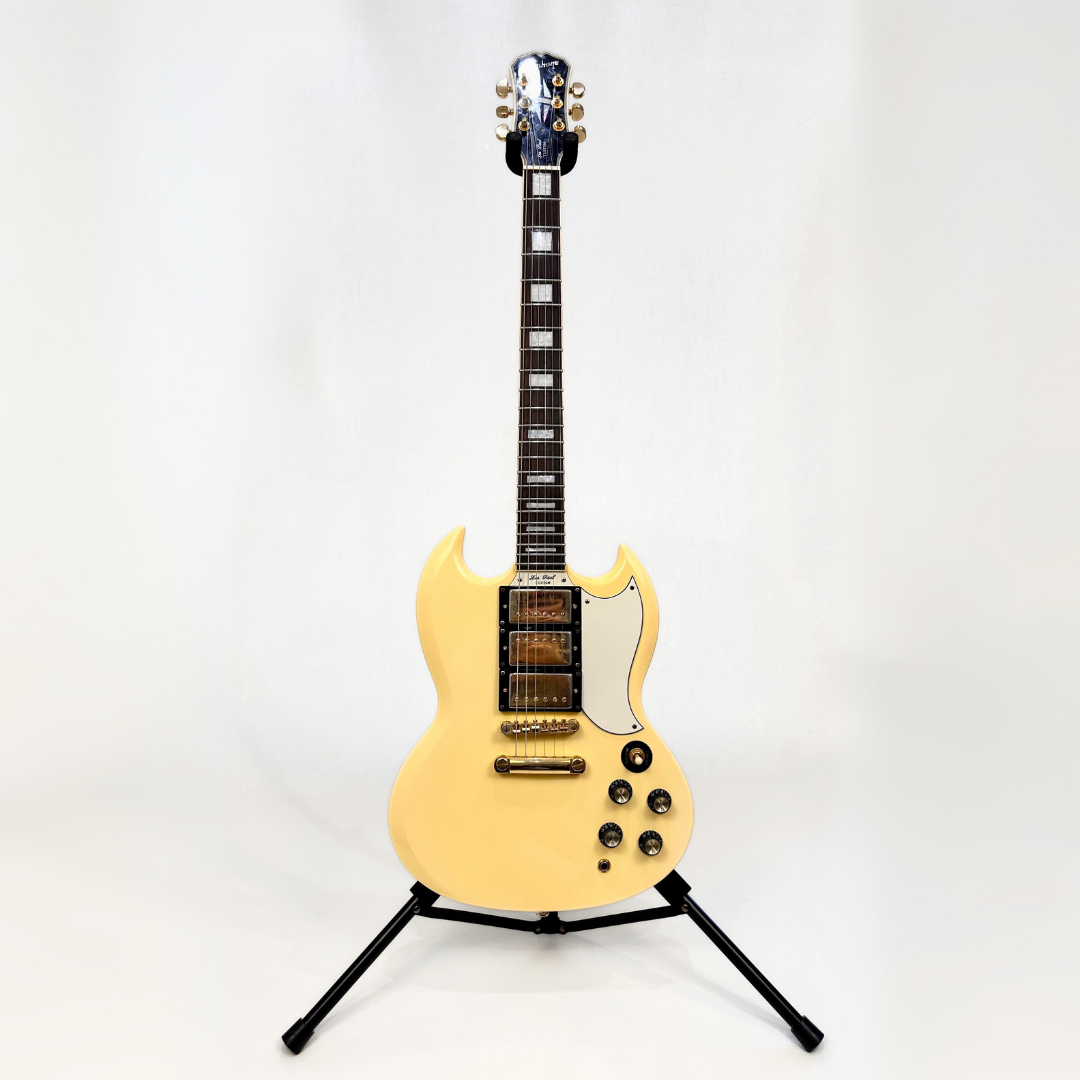 Hall of Fame: 2005 Epiphone SG '61 Reissue Les Paul Custom Electric Guitar in Ivory