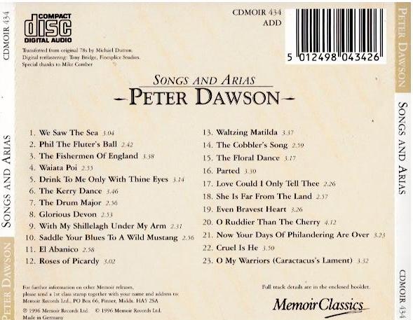 Peter Dawson – Songs And Arias (CD, Compilation)