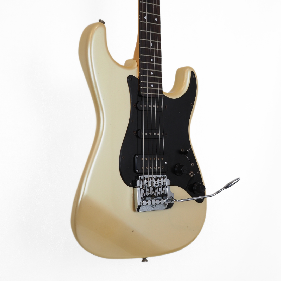 1980s Fender Contemporary MIJ Stratocaster Electric Guitar in Aged Pearl White Finish