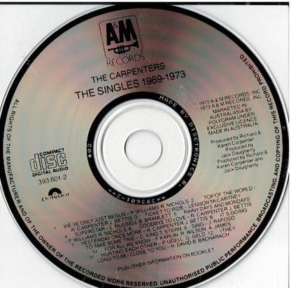 Carpenters – The Singles 1969-1973 (CD, Album, Compilation, Reissue, Remastered)