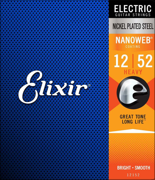 Elixir Nanoweb Nickel Plated Steel Electric Guitar Strings E12152 Heavy (12-52)