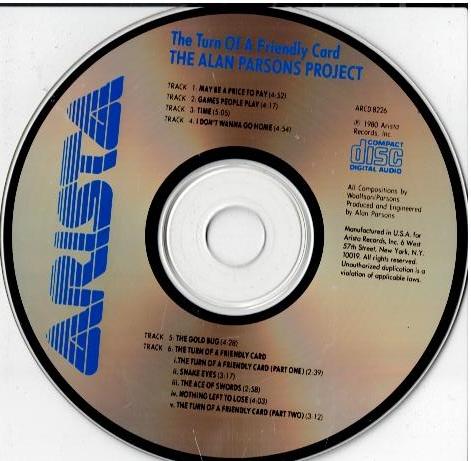 The Alan Parsons Project – The Turn Of A Friendly Card (CD, Album, Reissue)