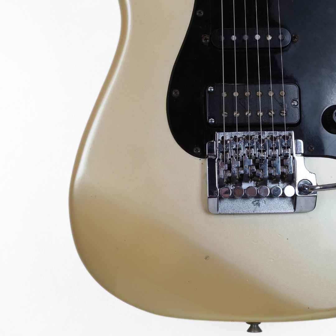1980s Fender Contemporary MIJ Stratocaster Electric Guitar in Aged Pearl White Finish