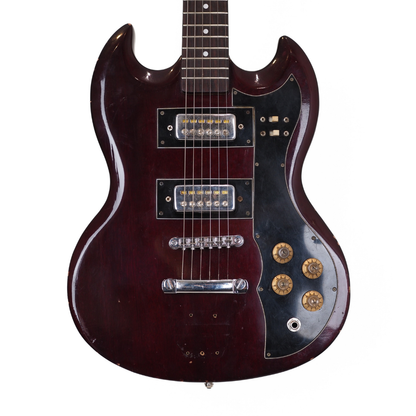 1970s Amena Model 1828 SG-style MIJ Electric Guitar in Wine Red