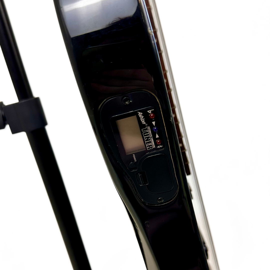 Ashton Stratocaster-Style Electric Guitar with In-Built Tuner in Gloss Black