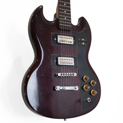 1970s Amena Model 1828 SG-style MIJ Electric Guitar in Wine Red