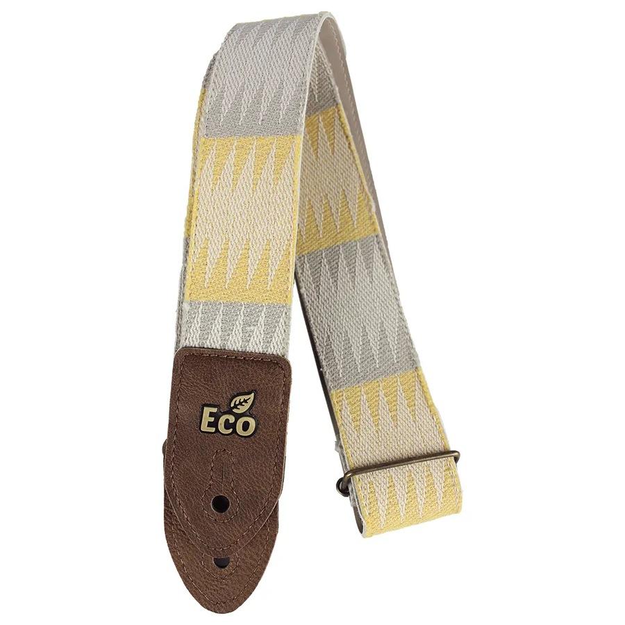 EcoStrap ECO 16 Light 100% Recyled Cotton Yellow/Grey ZigZag Guitar Strap