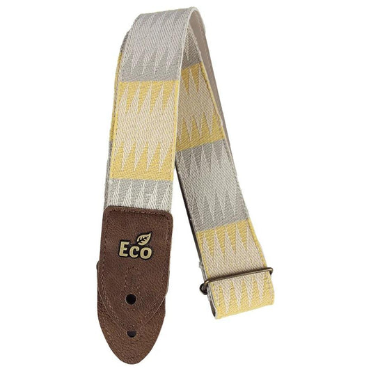 EcoStrap ECO 16 Light 100% Recyled Cotton Yellow/Grey ZigZag Guitar Strap