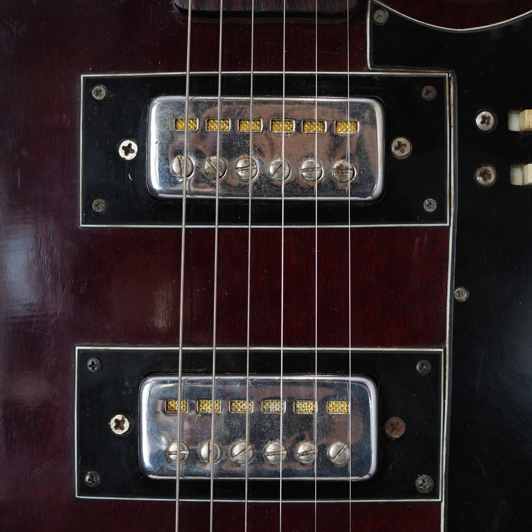 1970s Amena Model 1828 SG-style MIJ Electric Guitar in Wine Red