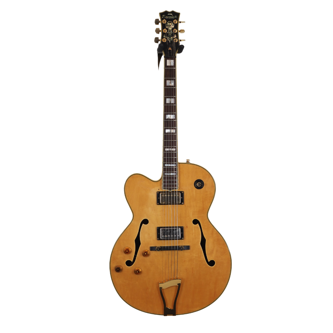 1998 Samick Artist Series HJ- 650 Left-Handed Archtop Jazzbox Electric Guitar (Upgraded Pickup)