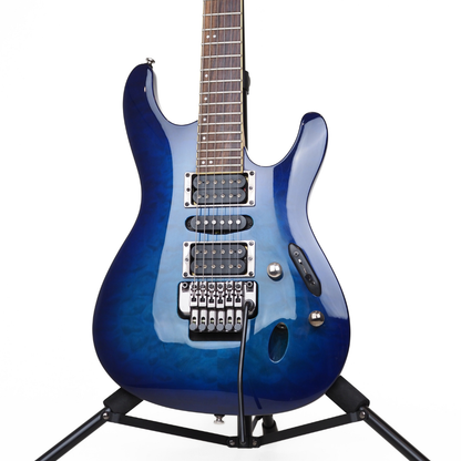 2016 Ibanez S Series S670QM Electric Guitar in Transparent Blue Burst