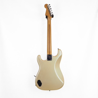1980s Fender Contemporary MIJ Stratocaster Electric Guitar in Aged Pearl White Finish