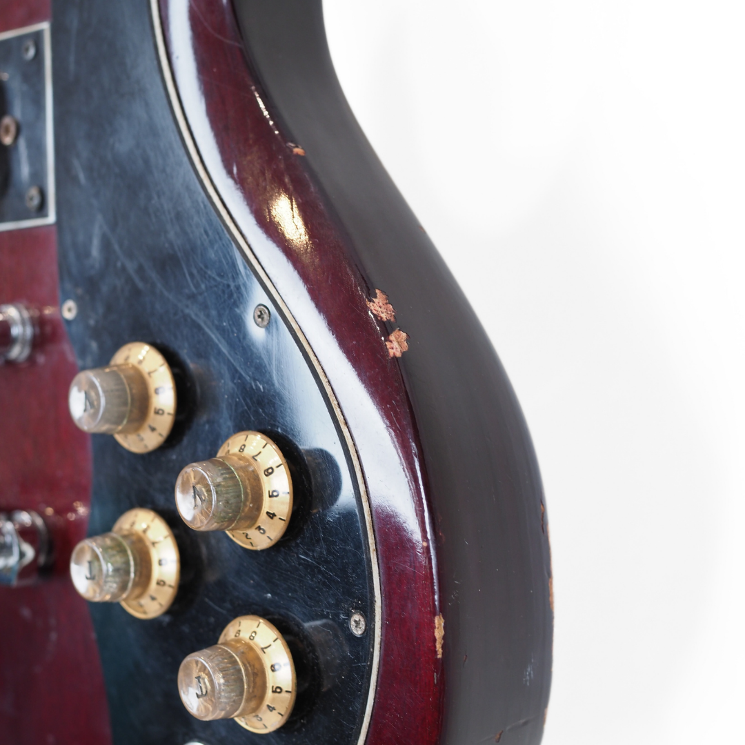 1970s Amena Model 1828 SG-style MIJ Electric Guitar in Wine Red