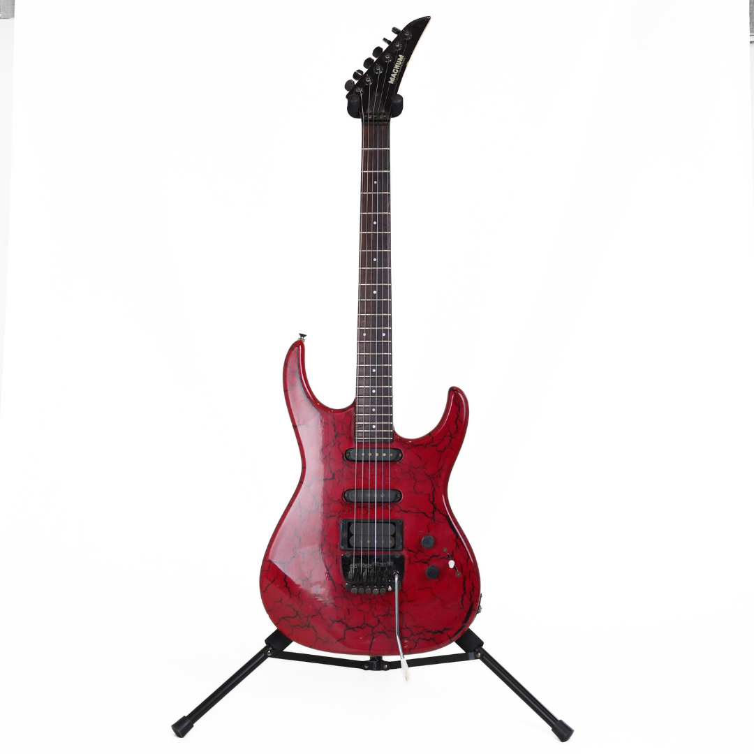 Magnum Custom Series Super Strat-Style Electric Guitar in Red Crackle Gloss Finish