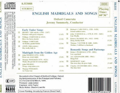 Oxford Camerata, Jeremy Summerly – English Madrigals And Songs (CD)