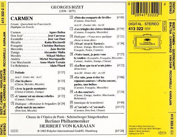 Bizet, Berliner Philharmoniker, Herbert Von Karajan – Carmen (Highlights) (CD, Album, Reissue)