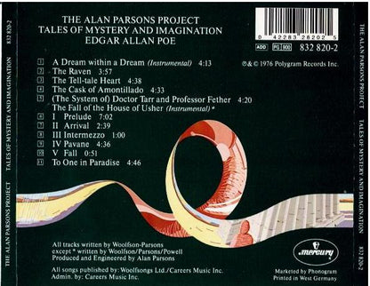 The Alan Parsons Project – Tales Of Mystery And Imagination Edgar Allan Poe (CD, Album, Reissue, Remastered)