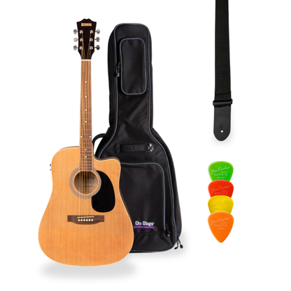 Southside Pack: Redding RED50CE Full-Sized Right-Handed Steel-String Acoustic Electric Guitar in Natural Finish