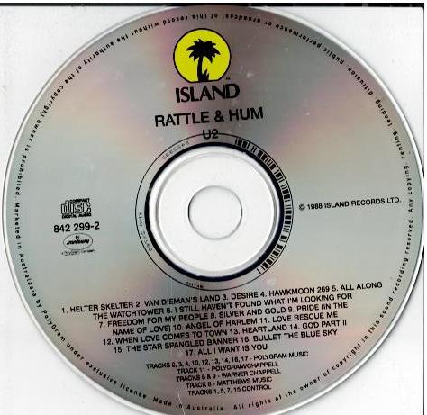 U2 – Rattle And Hum (CD, Album, Disctronics)