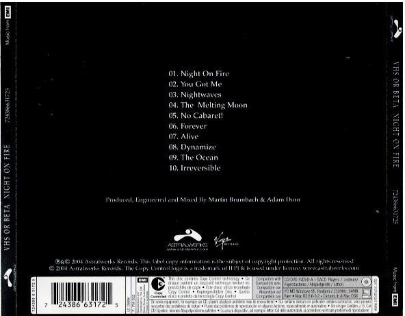 VHS Or Beta – Night On Fire (CD, Album, Copy Protected)