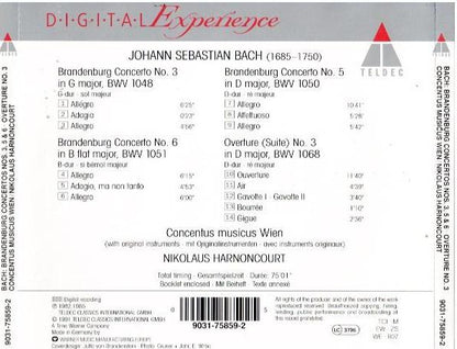 Bach: Concentus Musicus Wien / Nikolaus Harnoncourt – Brandenburg Concertos Nos. 3, 5 & 6 · Overture No. 3 (CD)