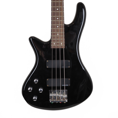 2008 Schecter Diamond Series Left-Handed Deluxe 4-String Bass Guitar in Stiletto Black