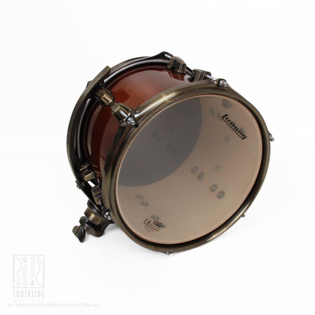 Ludwig Epic Series 10" x 7.5" Rack Tom with Vintage Bronze Rims & Lugs in Mahogany Burst